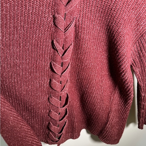 Plant Gold Red Cardigan with Braiding Detail - Picture 4 of 7